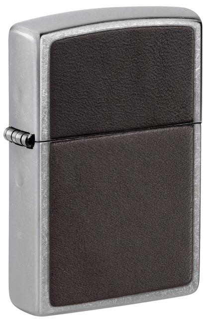 Zippo Brown Leather Emblem Street Chrome Windproof Lighter