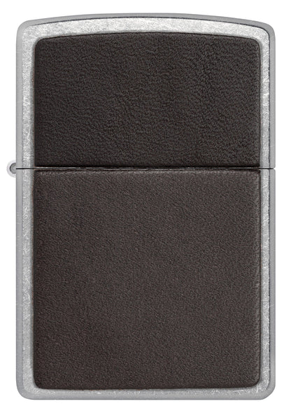 Zippo Brown Leather Emblem Street Chrome Windproof Lighter