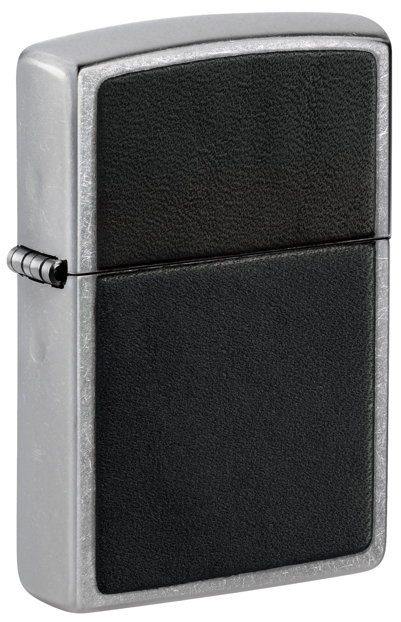 Zippo Black Leather Emblem Street Chrome Windproof Lighter