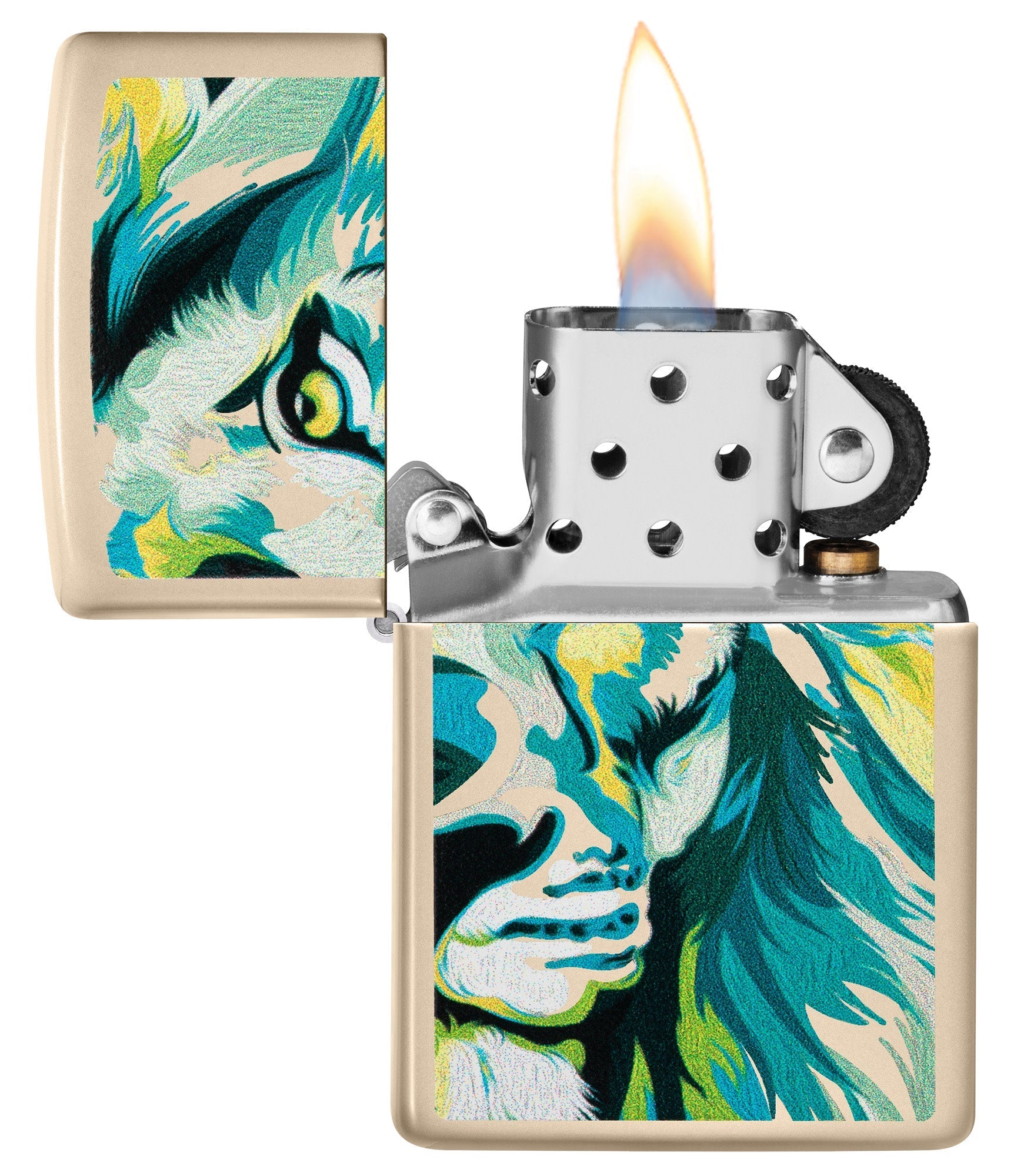 Zippo Lion Design Flat Sand Windproof Lighter
