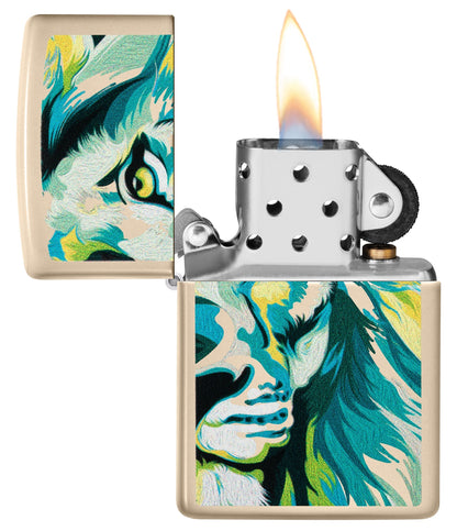 Zippo Lion Design Flat Sand Windproof Lighter