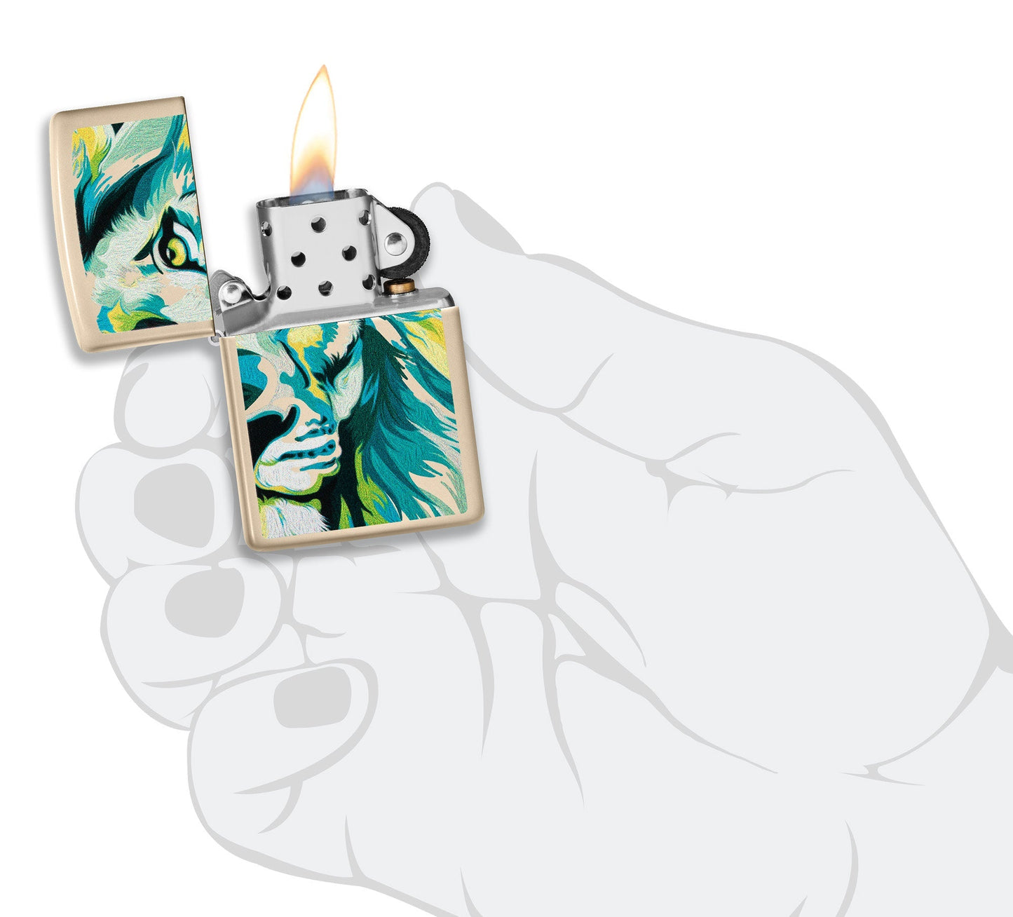 Zippo Lion Design Flat Sand Windproof Lighter