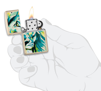 Zippo Lion Design Flat Sand Windproof Lighter