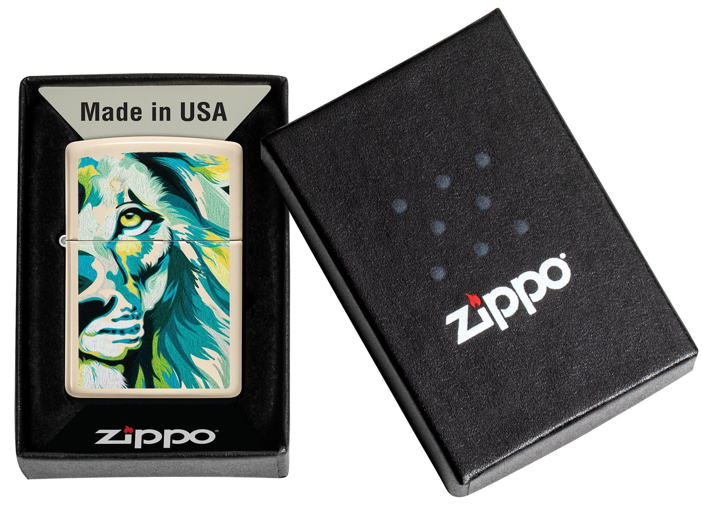 Zippo Lion Design Flat Sand Windproof Lighter