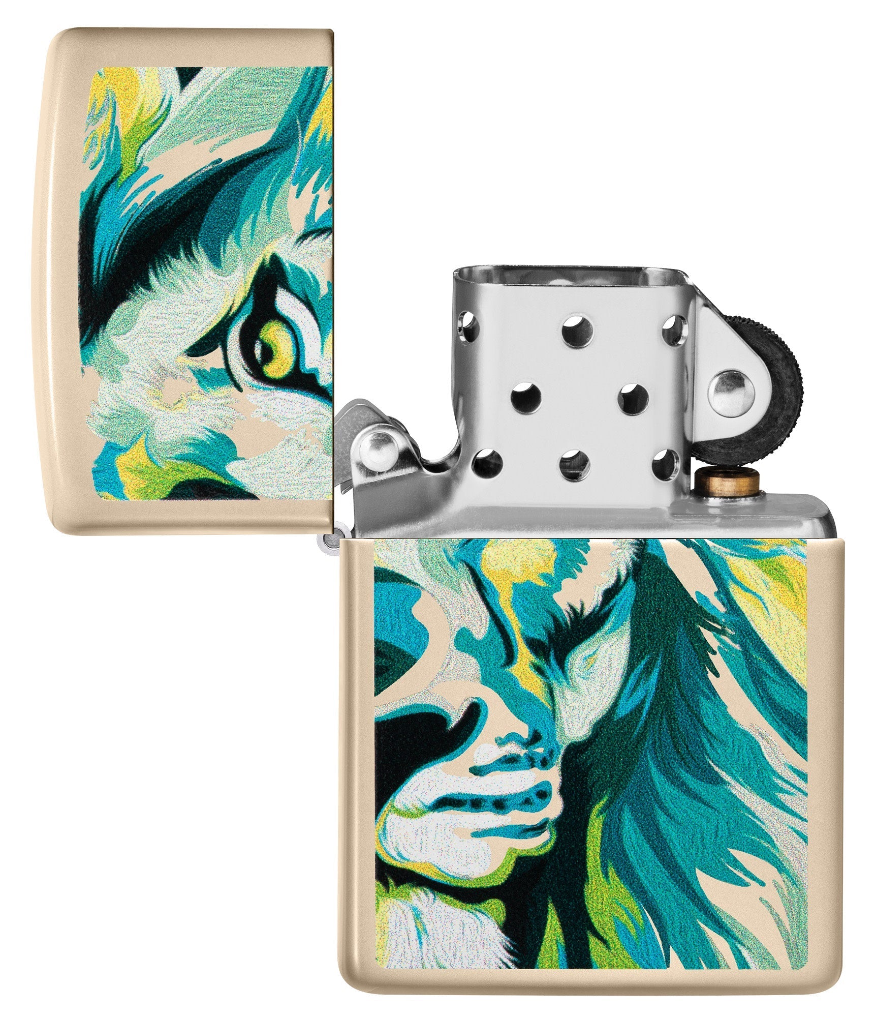 Zippo Lion Design Flat Sand Windproof Lighter