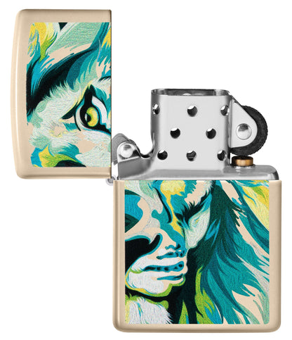 Zippo Lion Design Flat Sand Windproof Lighter