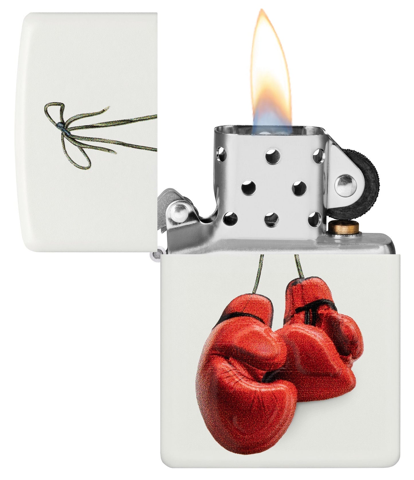 Zippo Boxing Design Texture Print White Matte Windproof Lighter