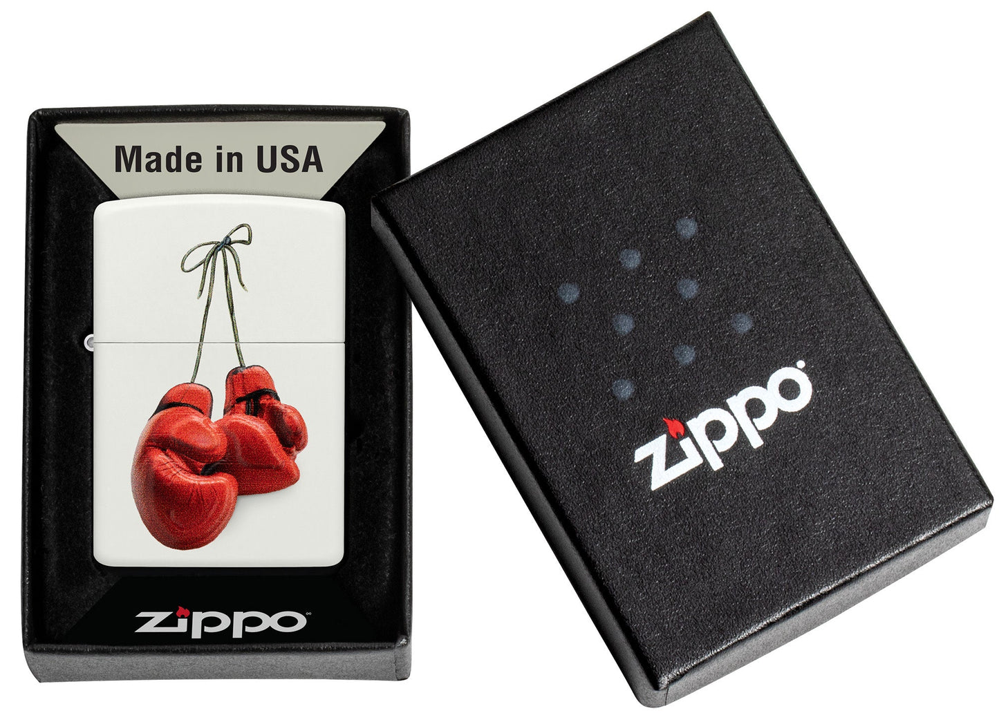 Zippo Boxing Design Texture Print White Matte Windproof Lighter