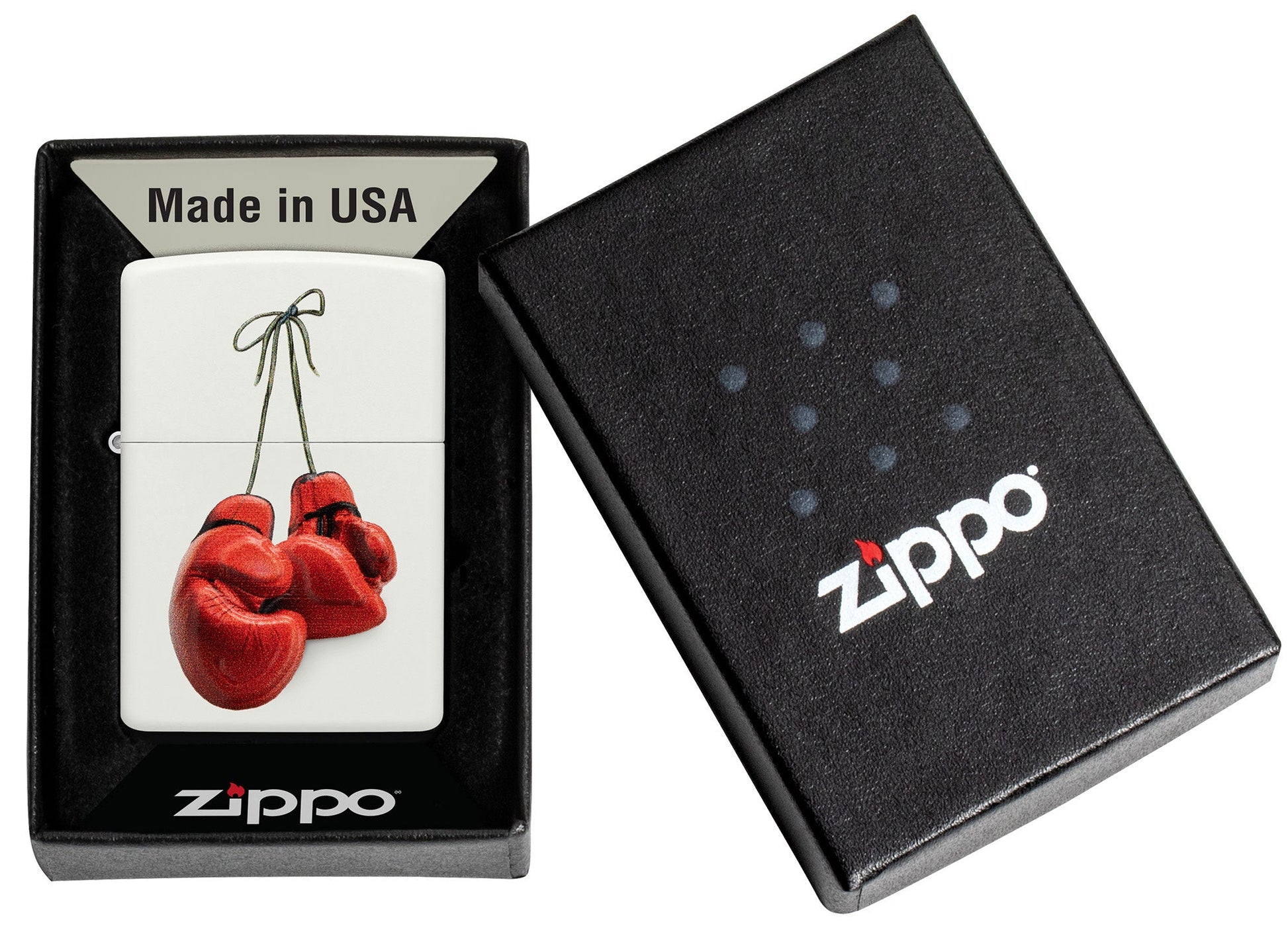 Zippo Boxing Design Texture Print White Matte Windproof Lighter