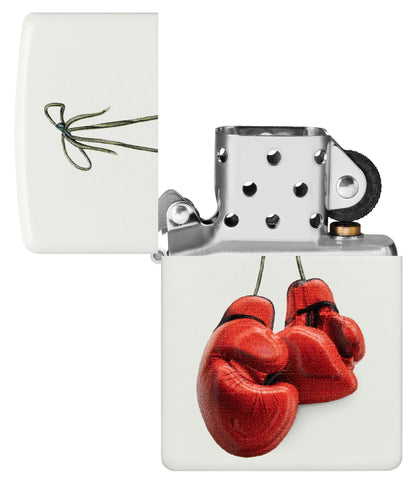 Zippo Boxing Design Texture Print White Matte Windproof Lighter