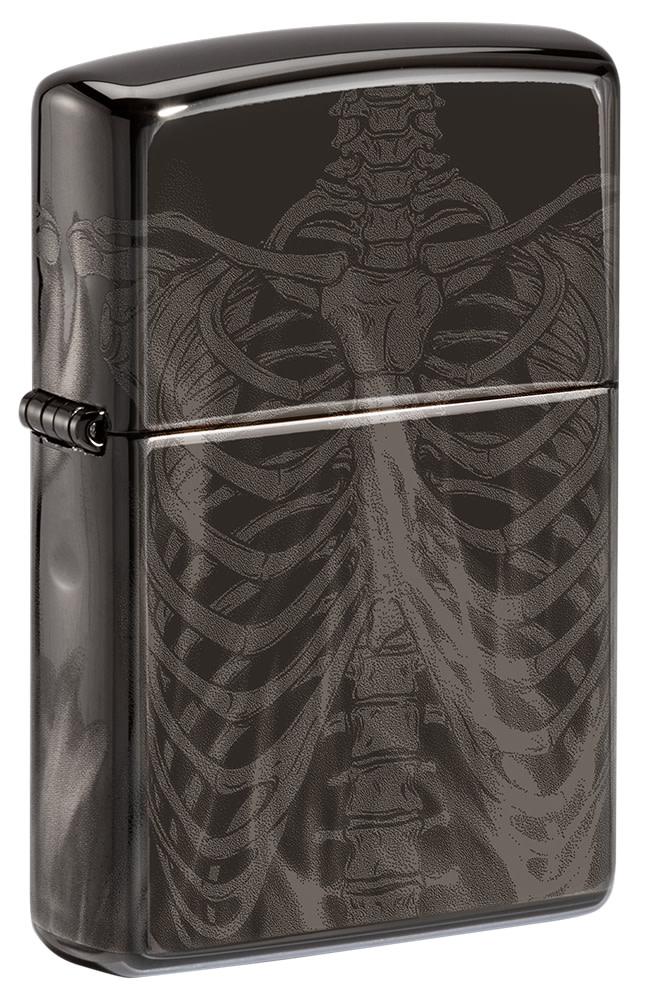 Zippo Rib Cage Design High Polish Black Windproof Lighter