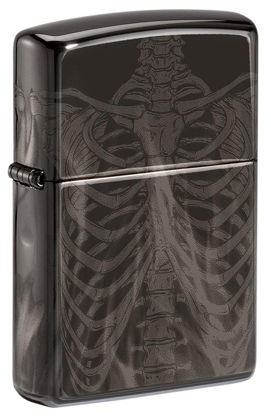 Zippo Rib Cage Design High Polish Black Windproof Lighter