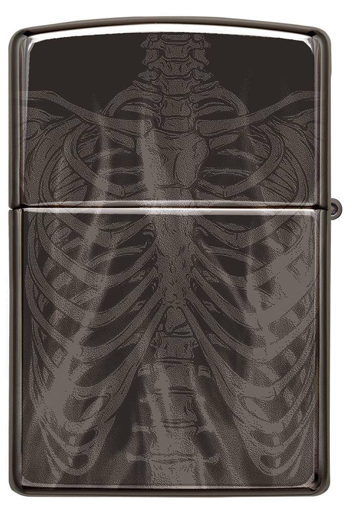 Zippo Rib Cage Design High Polish Black Windproof Lighter