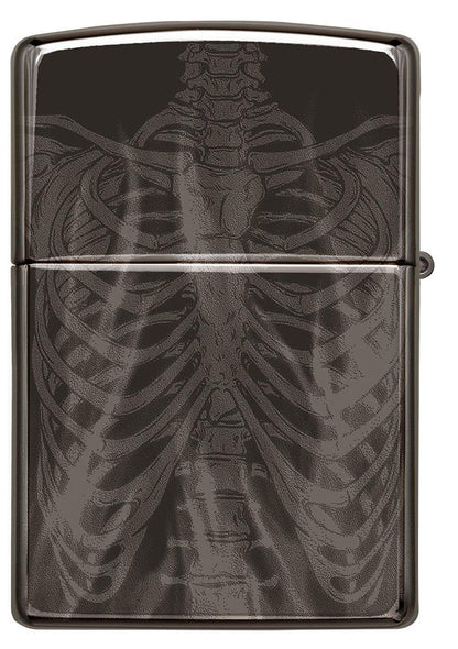 Zippo Rib Cage Design High Polish Black Windproof Lighter