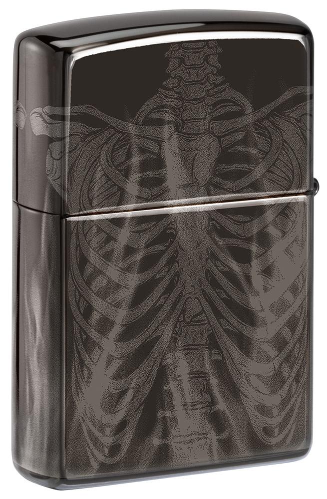 Zippo Rib Cage Design High Polish Black Windproof Lighter