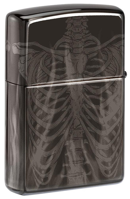 Zippo Rib Cage Design High Polish Black Windproof Lighter