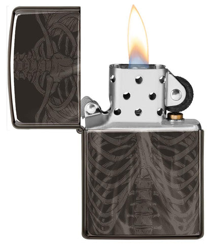 Zippo Rib Cage Design High Polish Black Windproof Lighter