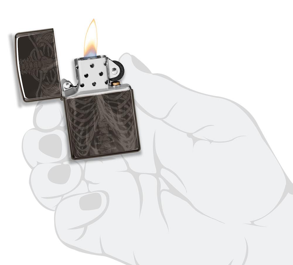 Zippo Rib Cage Design High Polish Black Windproof Lighter