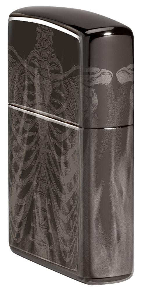 Zippo Rib Cage Design High Polish Black Windproof Lighter