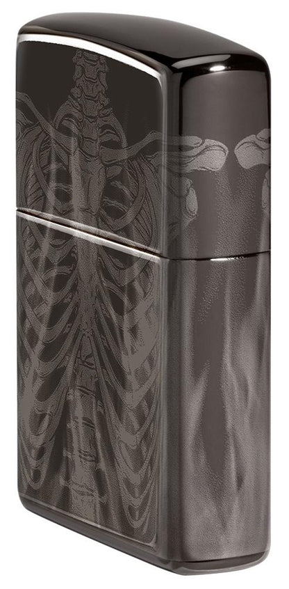 Zippo Rib Cage Design High Polish Black Windproof Lighter
