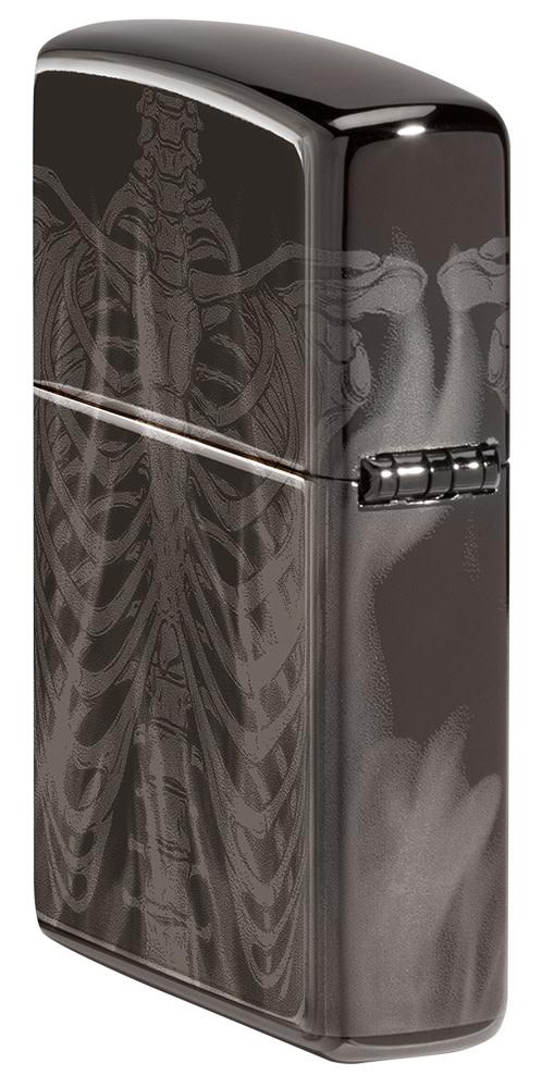 Zippo Rib Cage Design High Polish Black Windproof Lighter