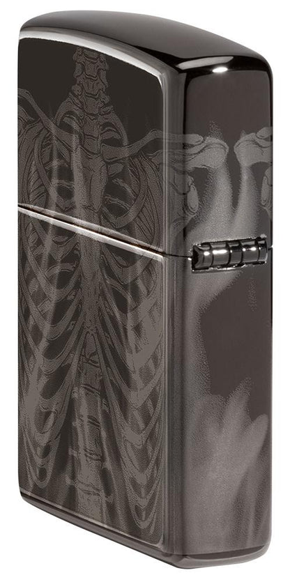 Zippo Rib Cage Design High Polish Black Windproof Lighter