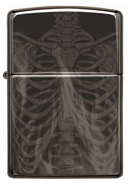 Zippo Rib Cage Design High Polish Black Windproof Lighter
