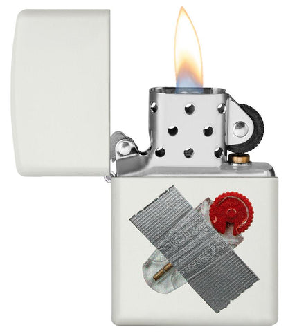 Zippo Taped Flint Dispenser Design White Matte Windproof Lighter