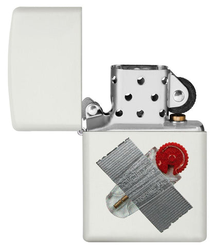 Zippo Taped Flint Dispenser Design White Matte Windproof Lighter