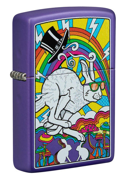 Zippo White Rabbit Design Purple Matte Windproof Lighter