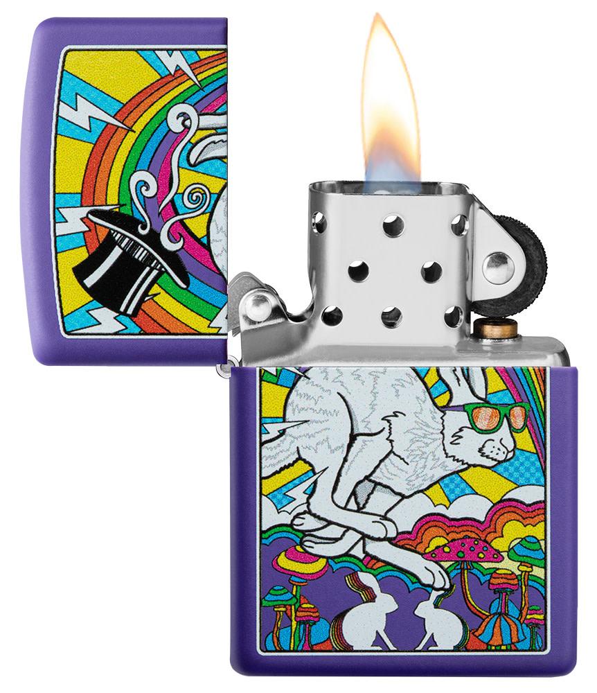 Zippo White Rabbit Design Purple Matte Windproof Lighter