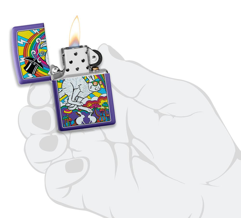 Zippo White Rabbit Design Purple Matte Windproof Lighter
