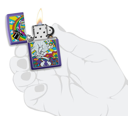 Zippo White Rabbit Design Purple Matte Windproof Lighter