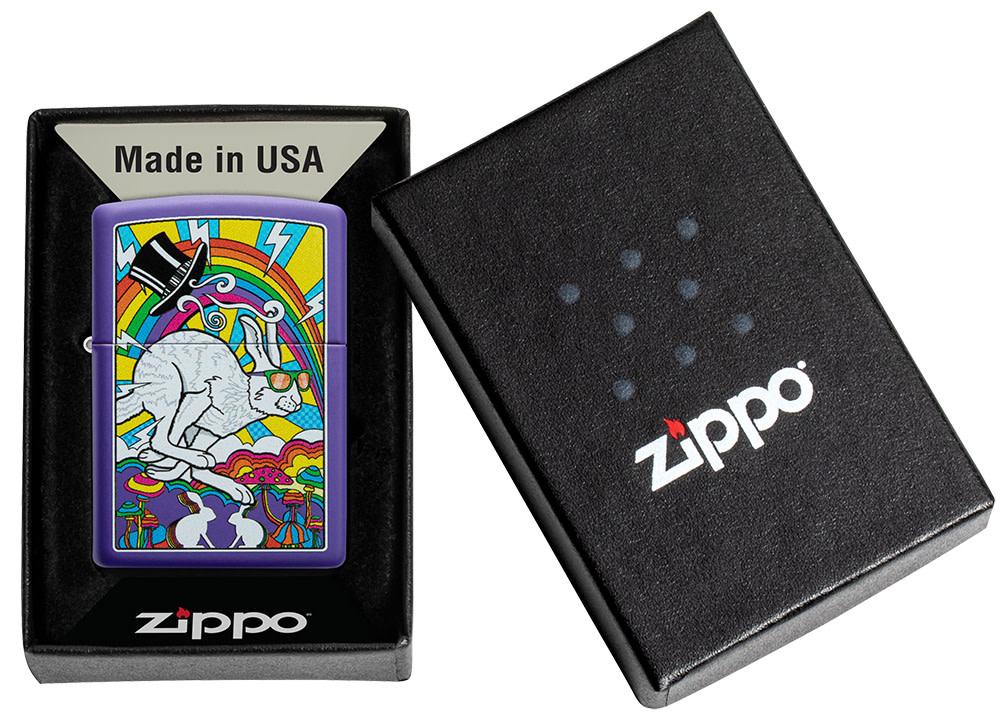 Zippo White Rabbit Design Purple Matte Windproof Lighter