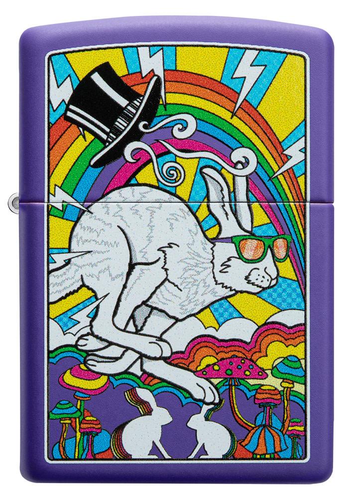 Zippo White Rabbit Design Purple Matte Windproof Lighter