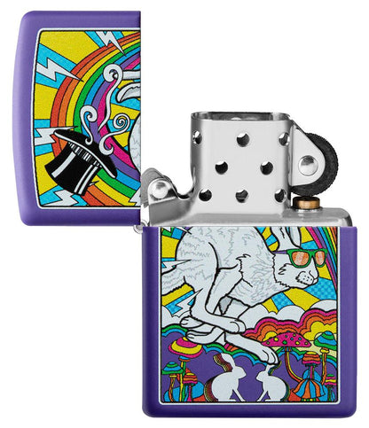 Zippo White Rabbit Design Purple Matte Windproof Lighter