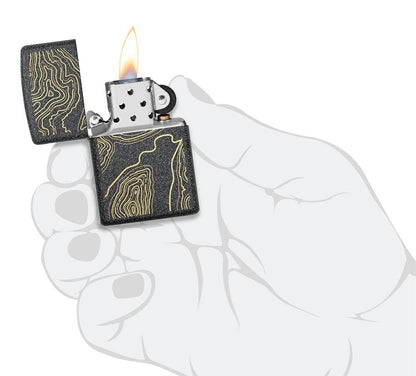 Zippo Topo Map Design Iron Stone Windproof Lighter