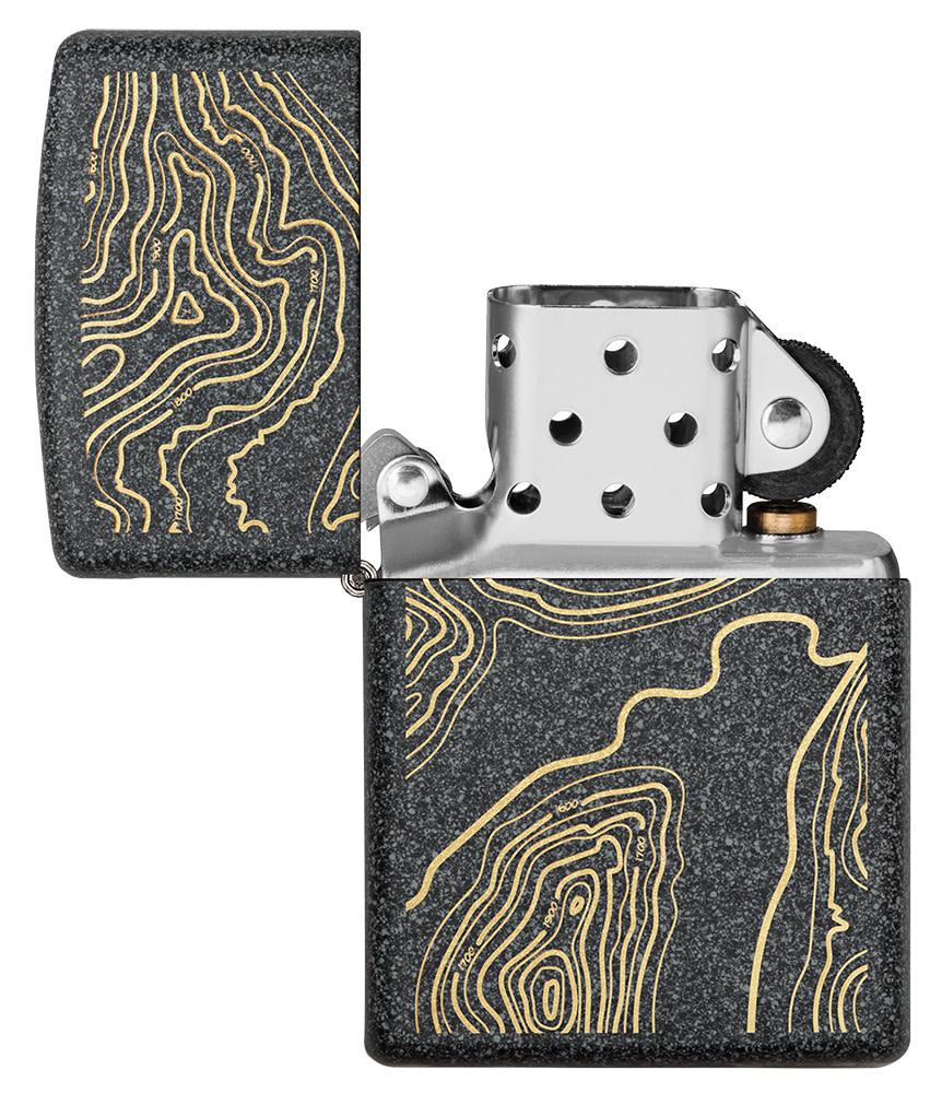 Zippo Topo Map Design Iron Stone Windproof Lighter