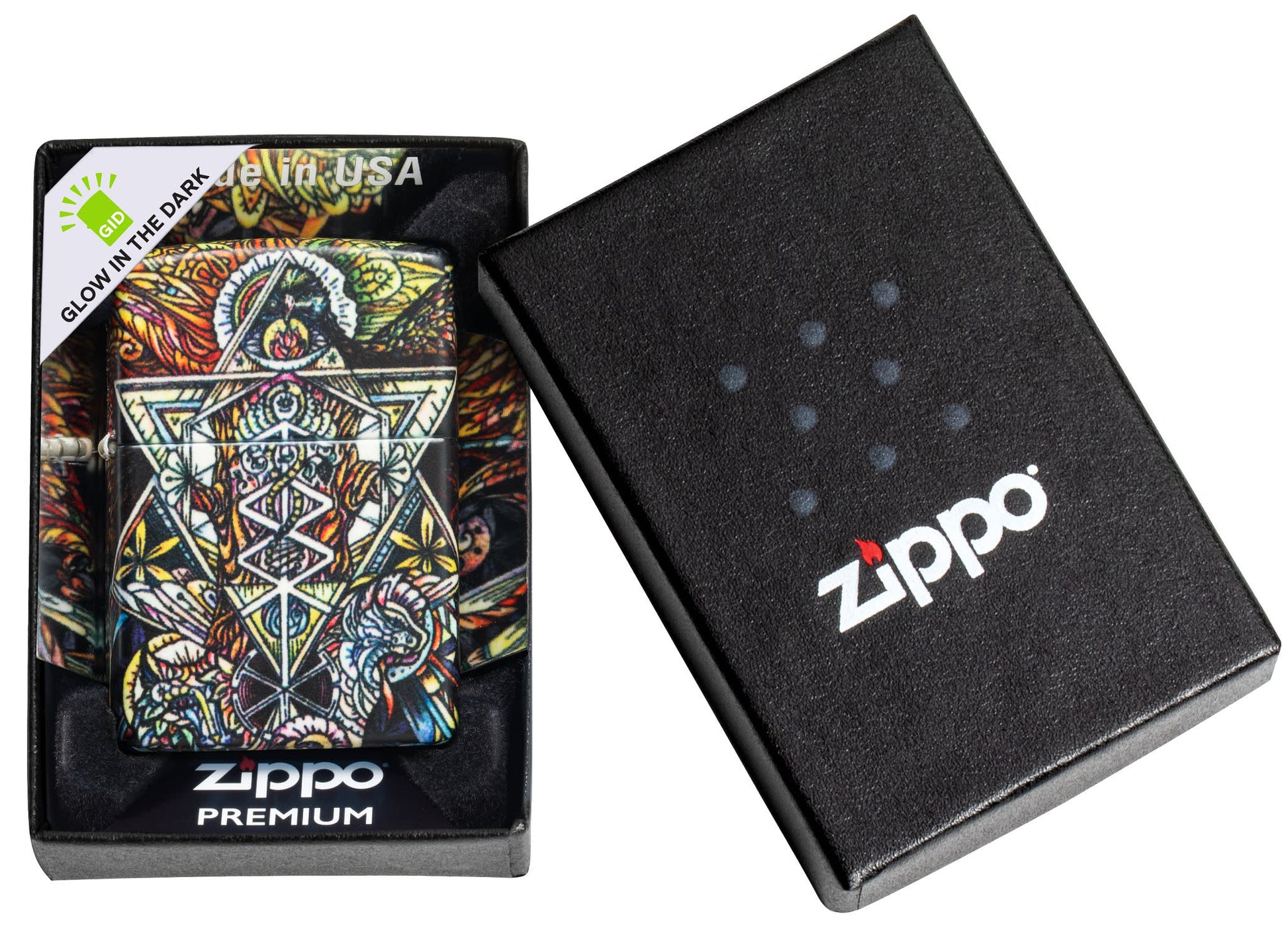 Zippo Abstract Psychedelia 540 Color Glow-In-The-Dark Windproof Lighter