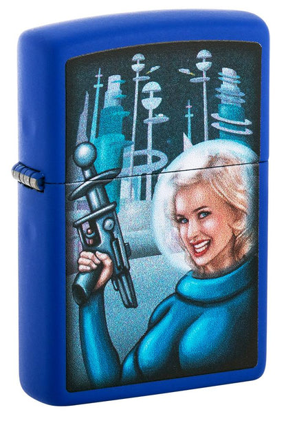 Zippo Retro Futuristic Royal Blue Matte Windproof Lighter