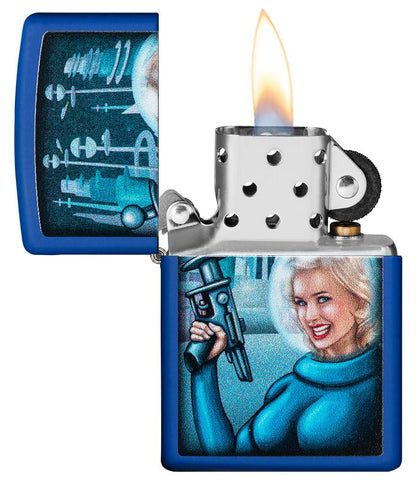 Zippo Retro Futuristic Royal Blue Matte Windproof Lighter
