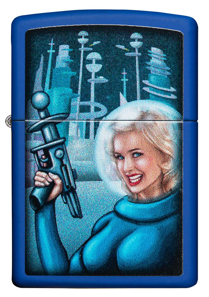 Zippo Retro Futuristic Royal Blue Matte Windproof Lighter