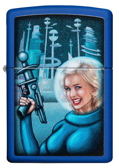 Zippo Retro Futuristic Royal Blue Matte Windproof Lighter