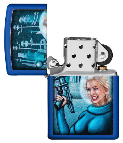 Zippo Retro Futuristic Royal Blue Matte Windproof Lighter