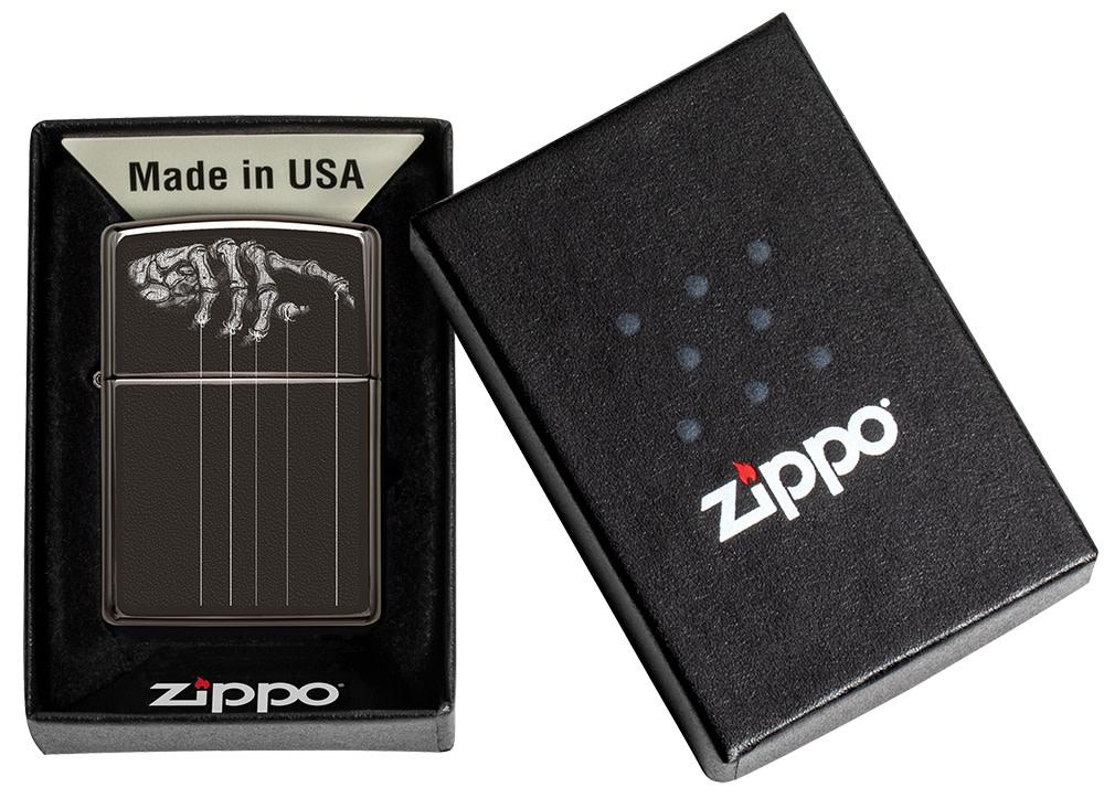 Zippo Skeleton Puppet Strings High Polish Black Windproof Lighter