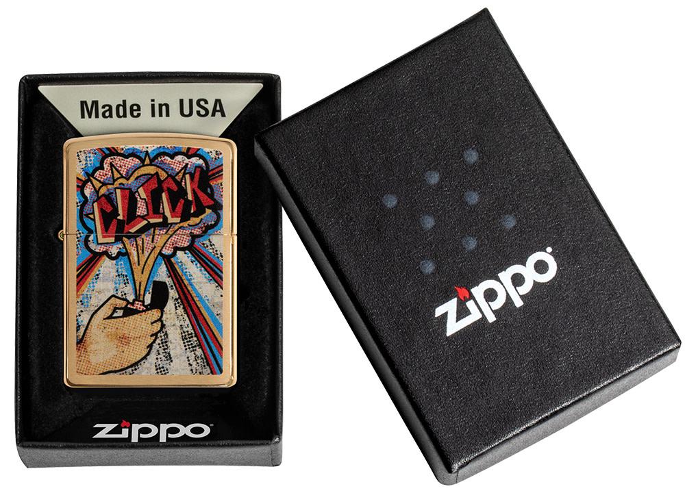 Zippo Click Brushed Brass Windproof Lighter