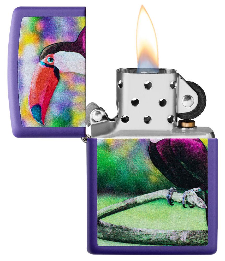 Zippo Toucan Design Purple Matte Windproof Lighter