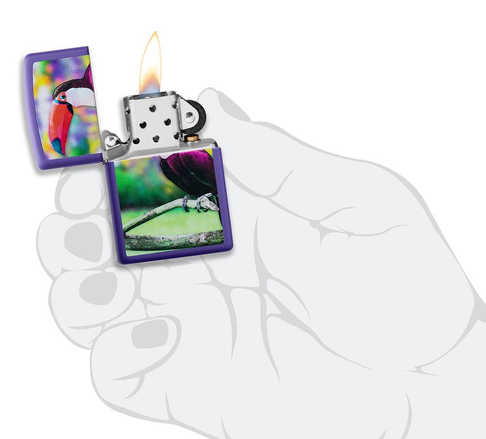 Zippo Toucan Design Purple Matte Windproof Lighter