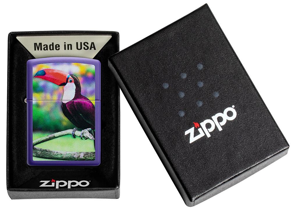 Zippo Toucan Design Purple Matte Windproof Lighter
