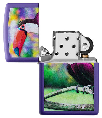 Zippo Toucan Design Purple Matte Windproof Lighter